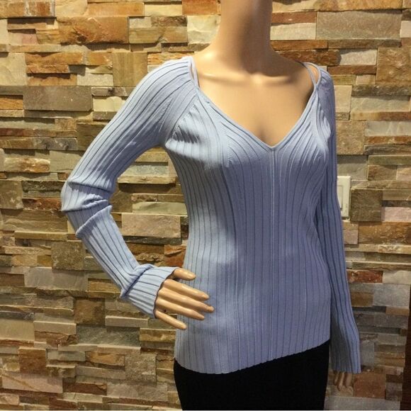 PROENZA SCHOULER White Label Lightweight Rib Knit V-Neck Top - Picture 9 of 9